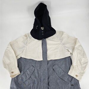 Coach Black and Cream Hooded Jacket L